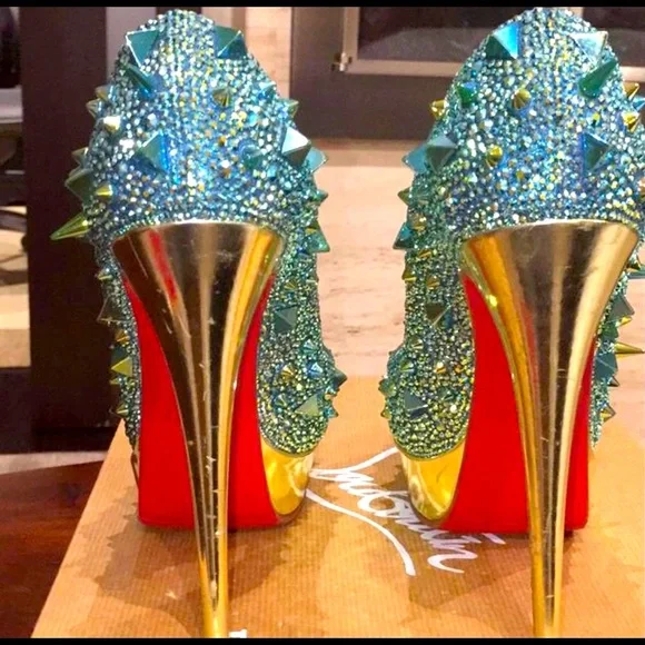 Christian Louboutin Very Mix 150mm Pot Pourri Aqua size 39. - Picture 12 of 12